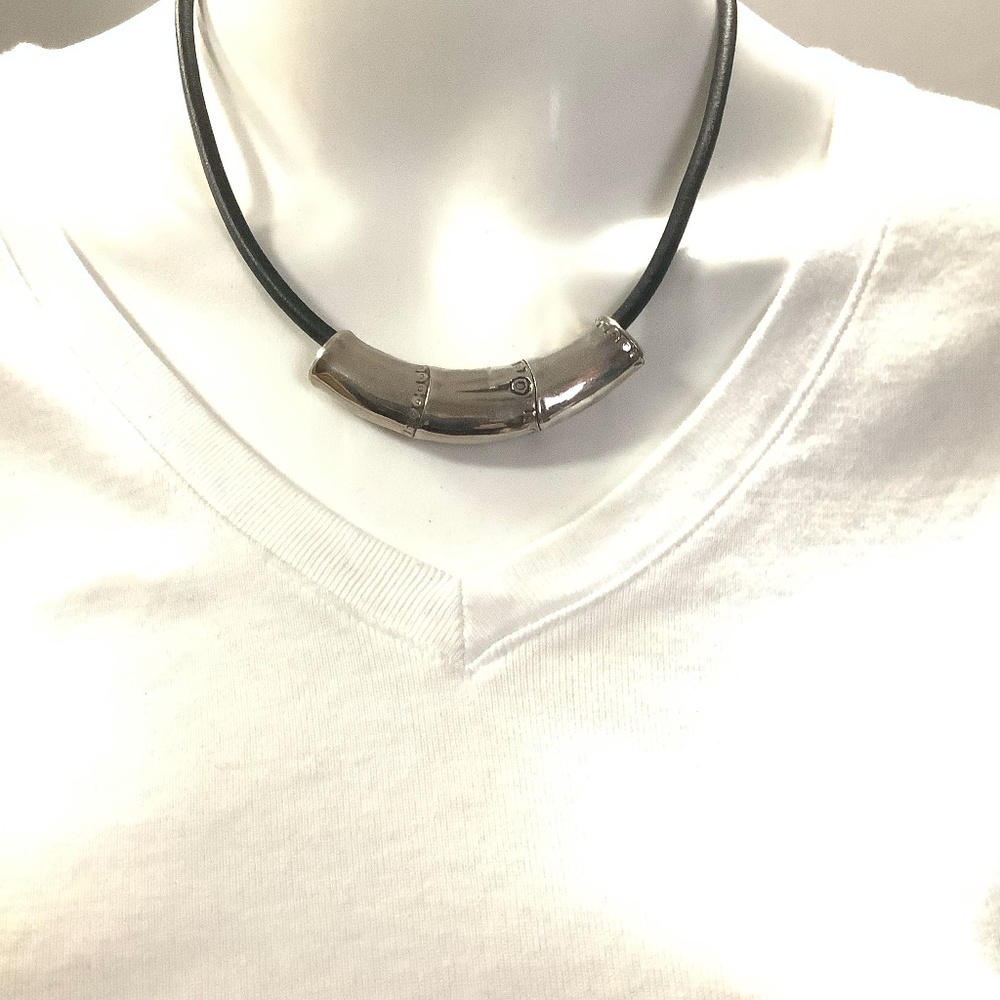 John Hardy Bamboo Silver Slider Corded  Necklace